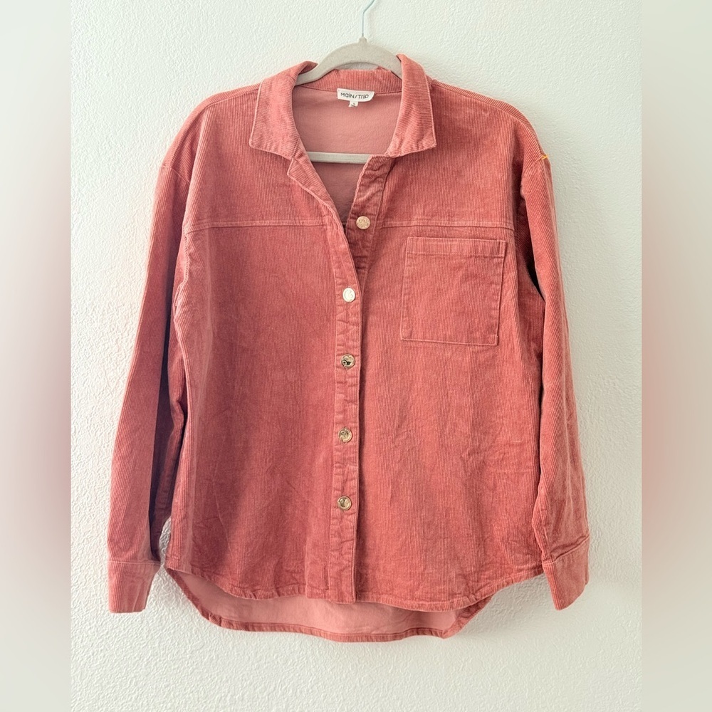 Main Strip Dusty Rose Corduroy Shacket Button Front Size Small - Picture 9 of 9